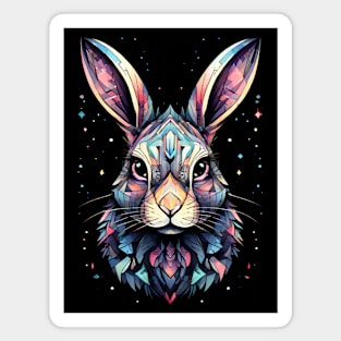 Blue, Pink And Yellow Geometrical Bunny Magnet